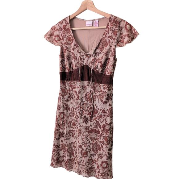 Vintage Y2K Babydoll Dress Brown Xhilaration Small Earthy Fairycore Rachel Green - Picture 2 of 8